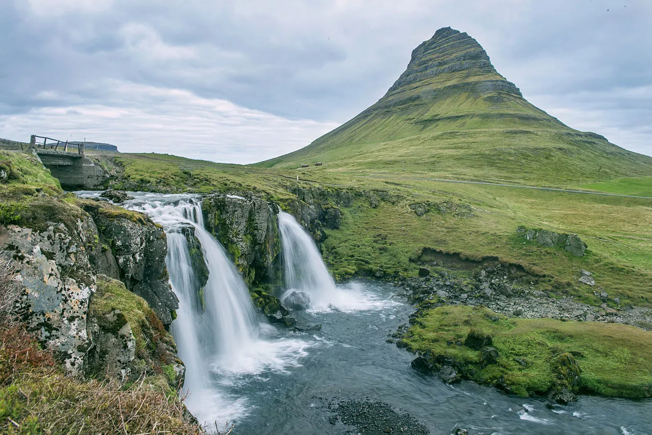 Real view of Kirkjufell, the Church Mountain, on the north side of Snæfellsnes Peninsula