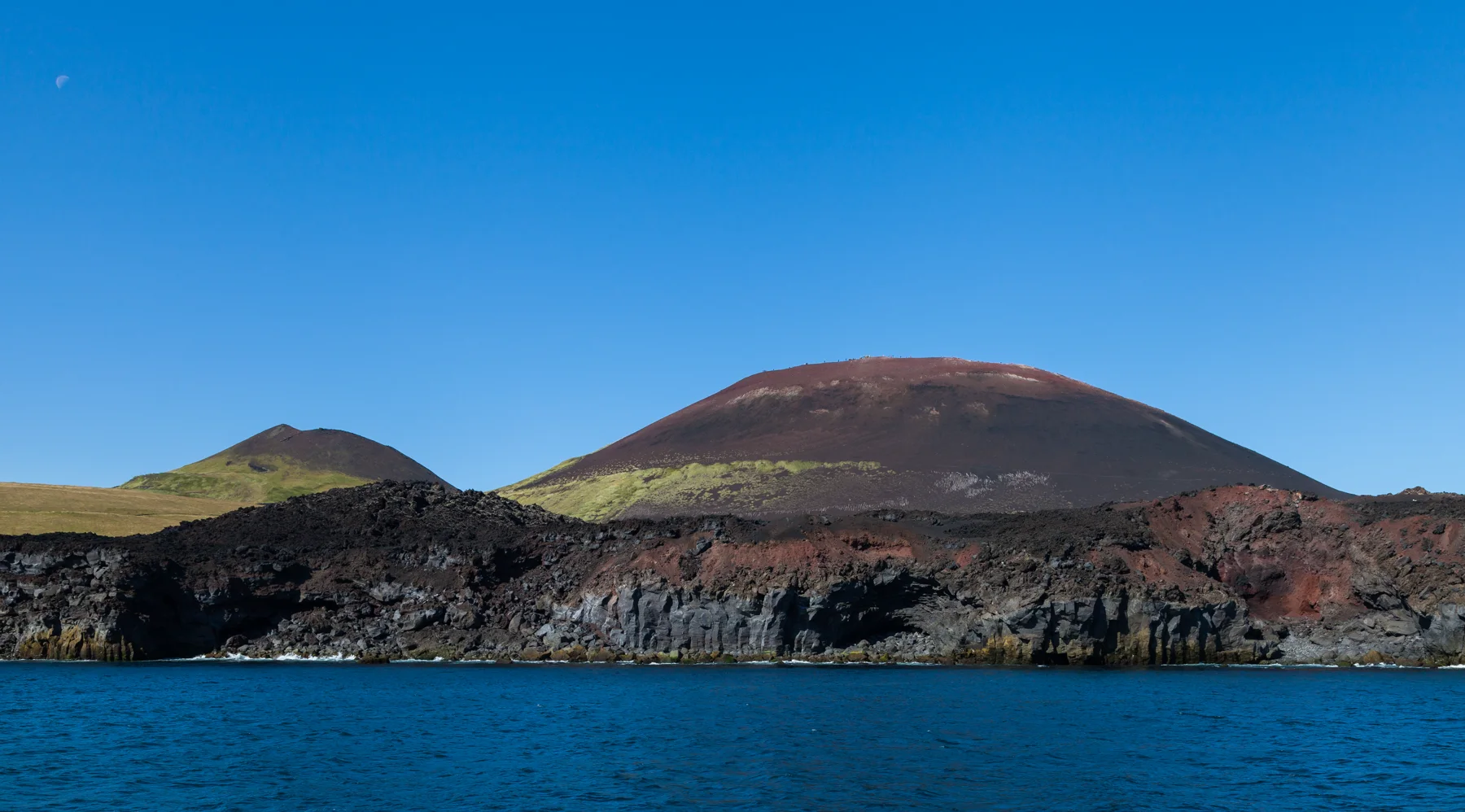 Eldfell volcano and black coast on Heimaey