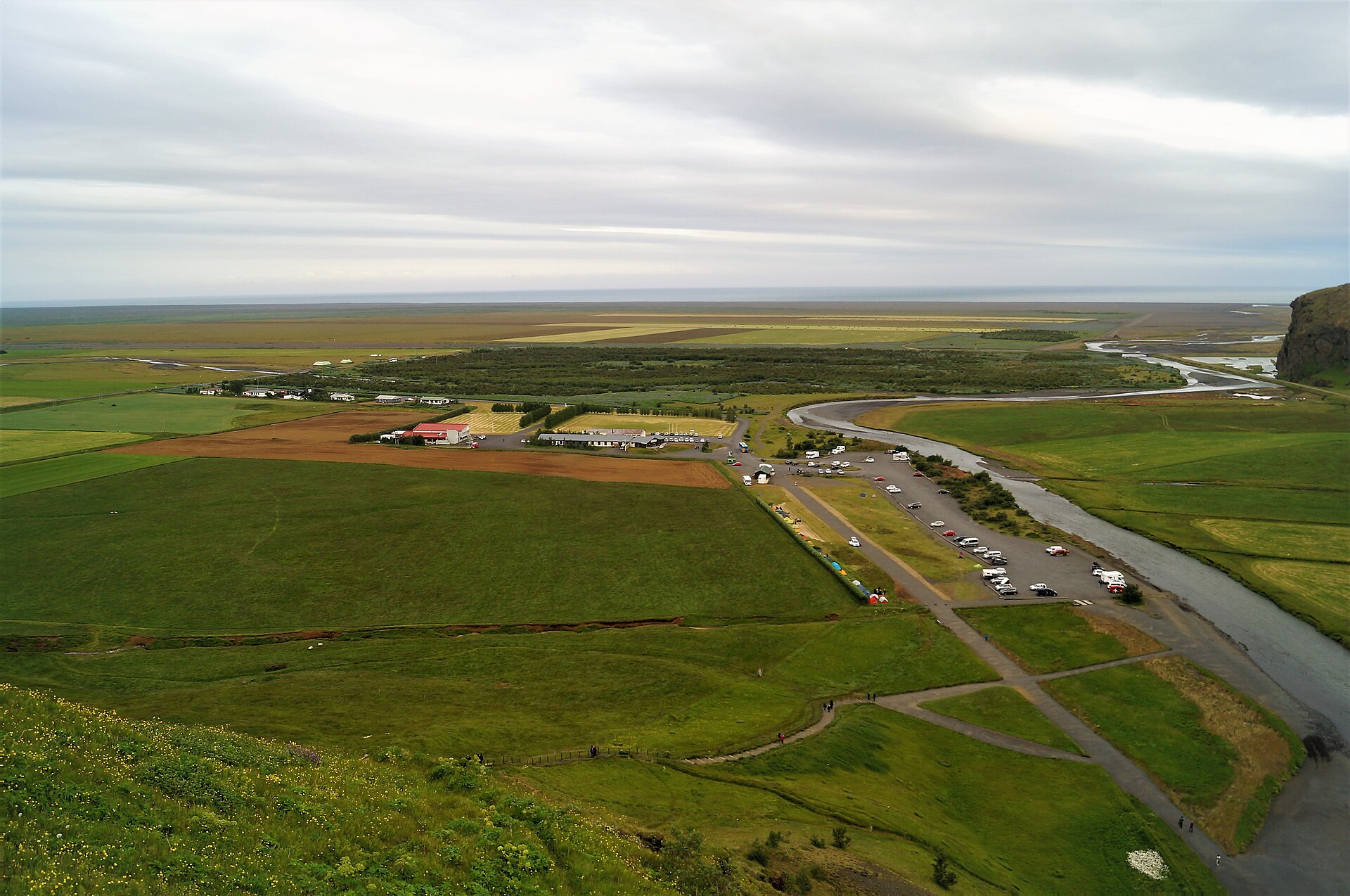A formal campsite and campervan on Iceland's South Coast