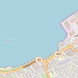 OpenStreetMap tile toward Austurvöllur