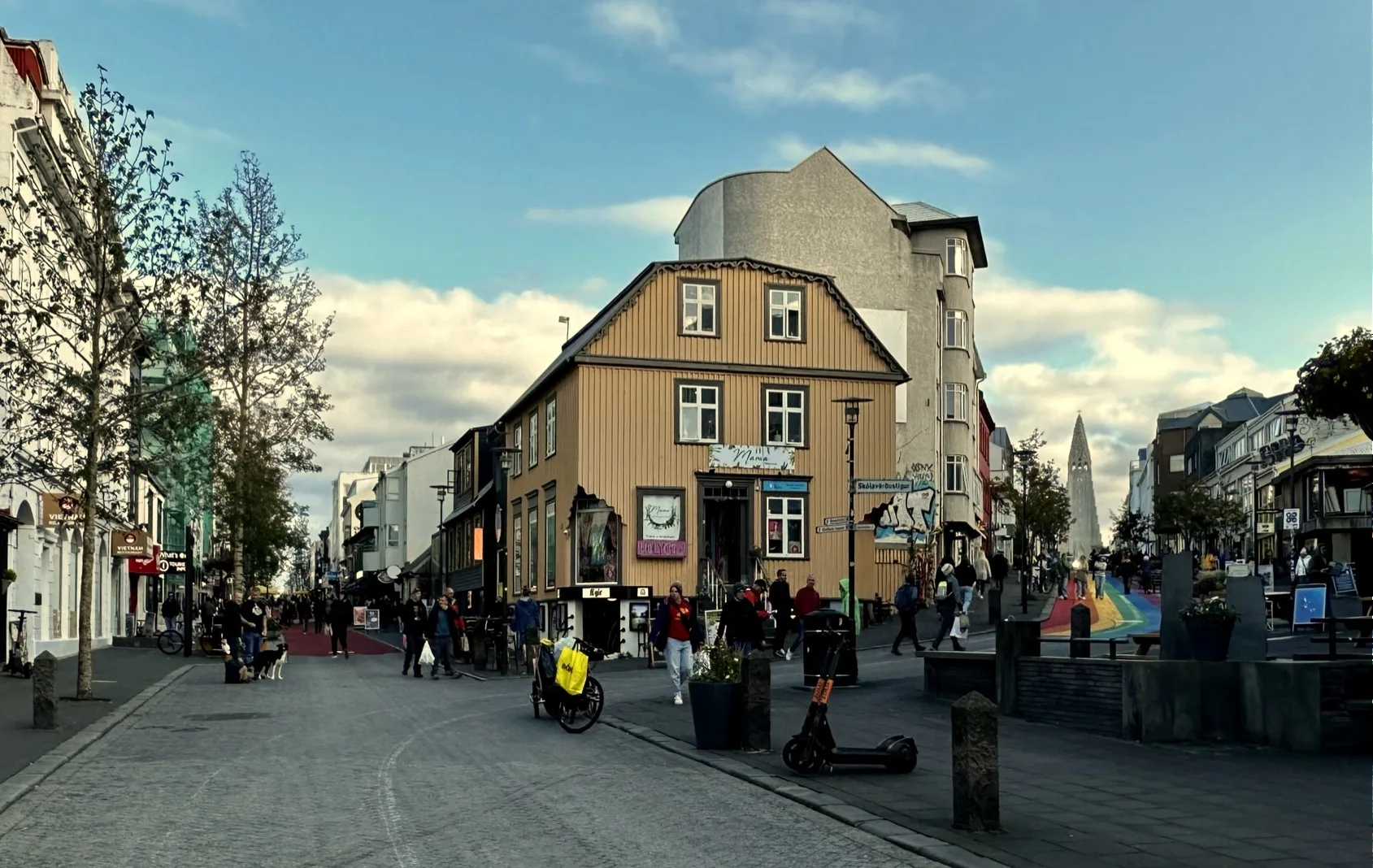 Laugavegur and Skólavörðustígur in Reykjavík, showing the walkable city-centre setting